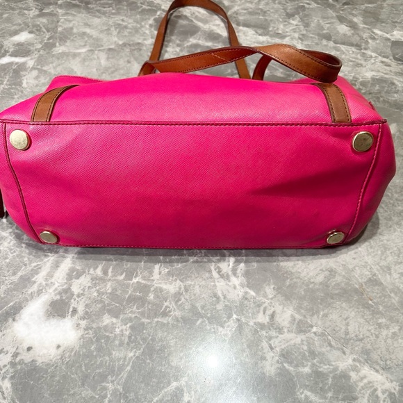 Fossil Magenta Saffiano Leather Large Tote Shoulder Handbag - Picture 4 of 8